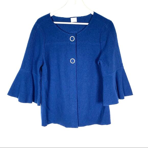 Chico’s plush dark blue 3/4 bell sleeve casual sweater jacket size 6 - Picture 1 of 5